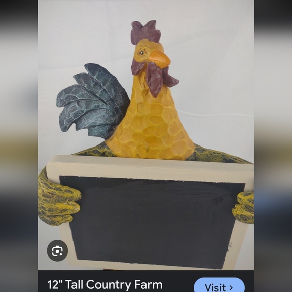 Vibrant Yellow and Red  Rooster Decor Holding A Chalkboard - Picture 1 of 5